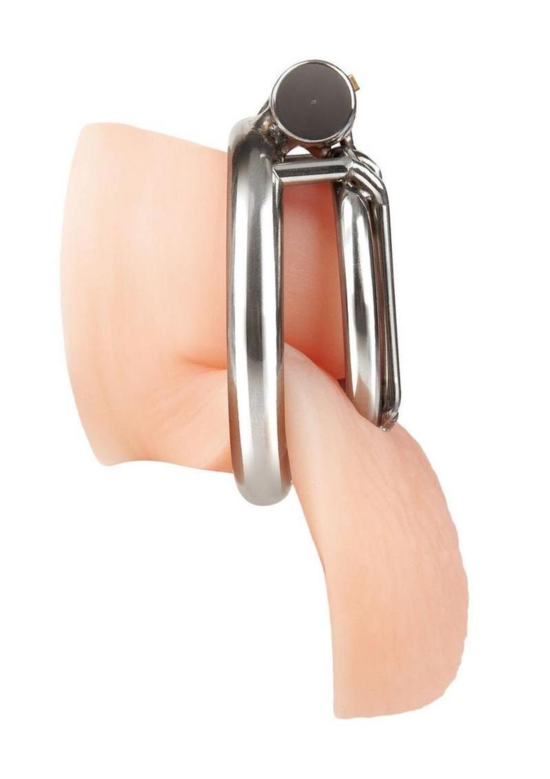 Blueline Stainless Steel Inverted Micro Jail Time Chastity Cage - Silver