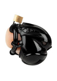 Blueline Full Restraint Silicone Cock and Balls Chastity Device 100% Coverage - Black