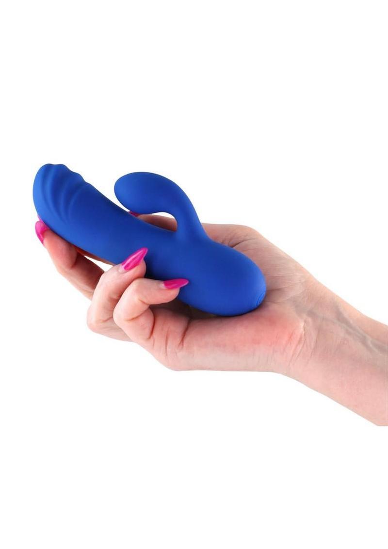 Gold-n-Dreams Sabrina Rechargeable Silicone Rabbit Vibrator - Blue