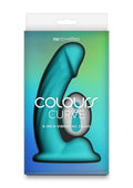 Colours Curve Silicone Vibrating Dildo with Remote Control 6in - Teal