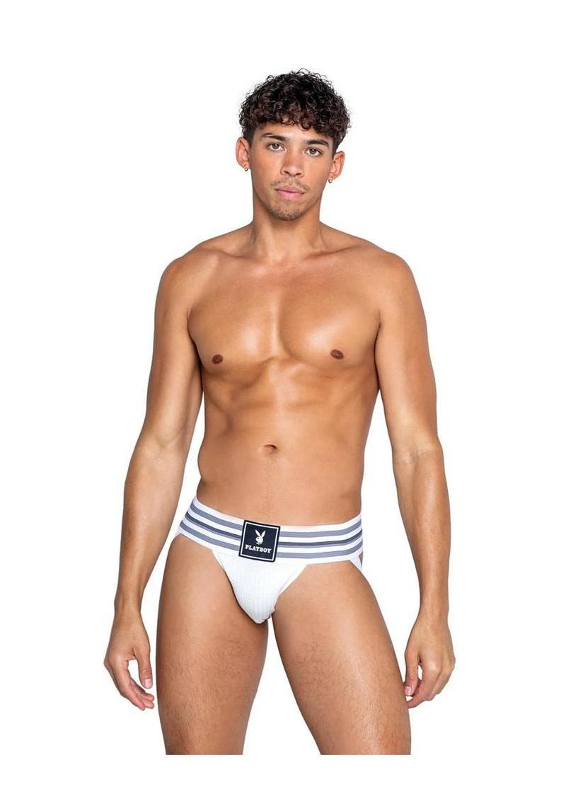 Playboy Men's Locker Room Classic Jock - White
