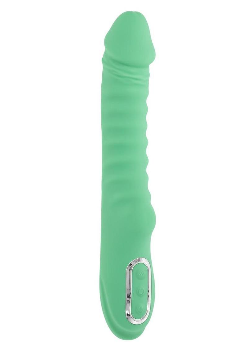 Full Throttle Rechargeable Silicone Warming Vibrator - Green