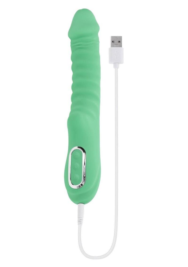Full Throttle Rechargeable Silicone Warming Vibrator - Green