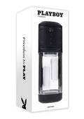 Playboy Side Piece Rechargeable Silicone Warming Sliding Stroker - Black