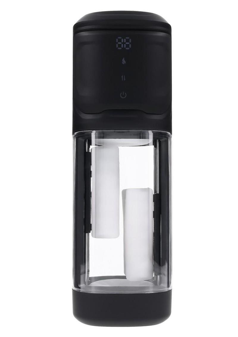 Playboy Side Piece Rechargeable Silicone Warming Sliding Stroker - Black