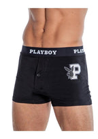 Playboy Men's Varsity Boxer Briefs - Black/White