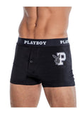 Playboy Men's Varsity Boxer Briefs - Black/White
