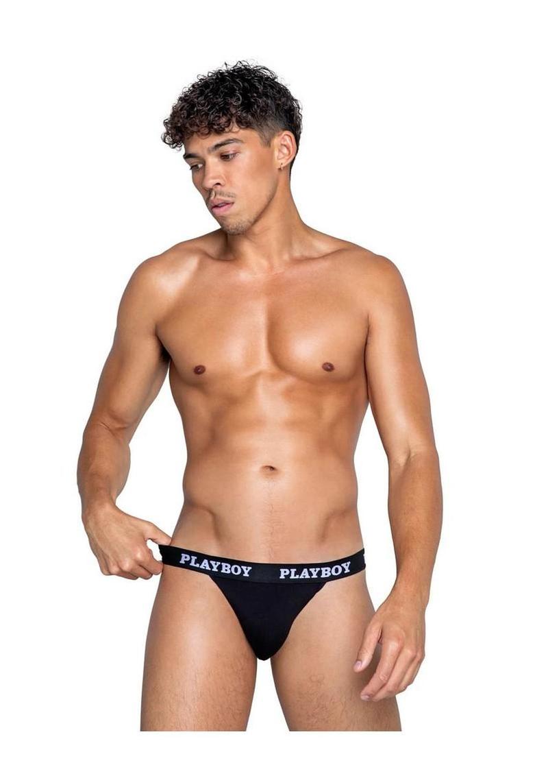 Playboy Men's Modal Jockstrap - Black/White