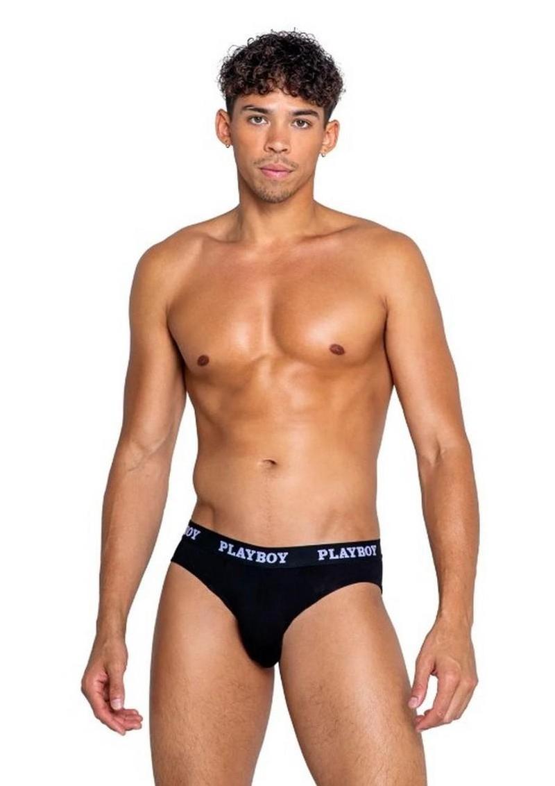 Playboy Men's Modal Gym Brief - Black/White
