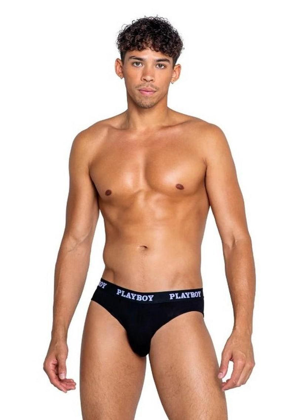 Playboy Men's Modal Gym Brief - Black/White