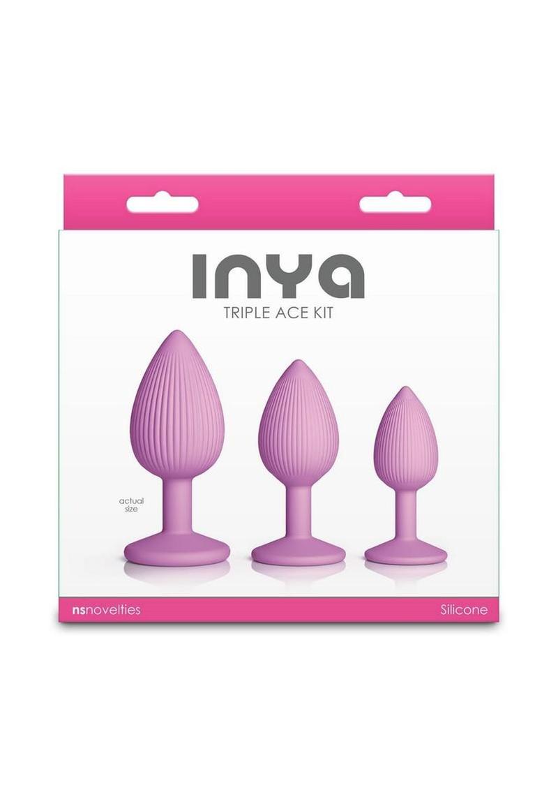 INYA Triple Ace Kit Silicone Lube Channel Anal Plugs (3 Piece) - Pink