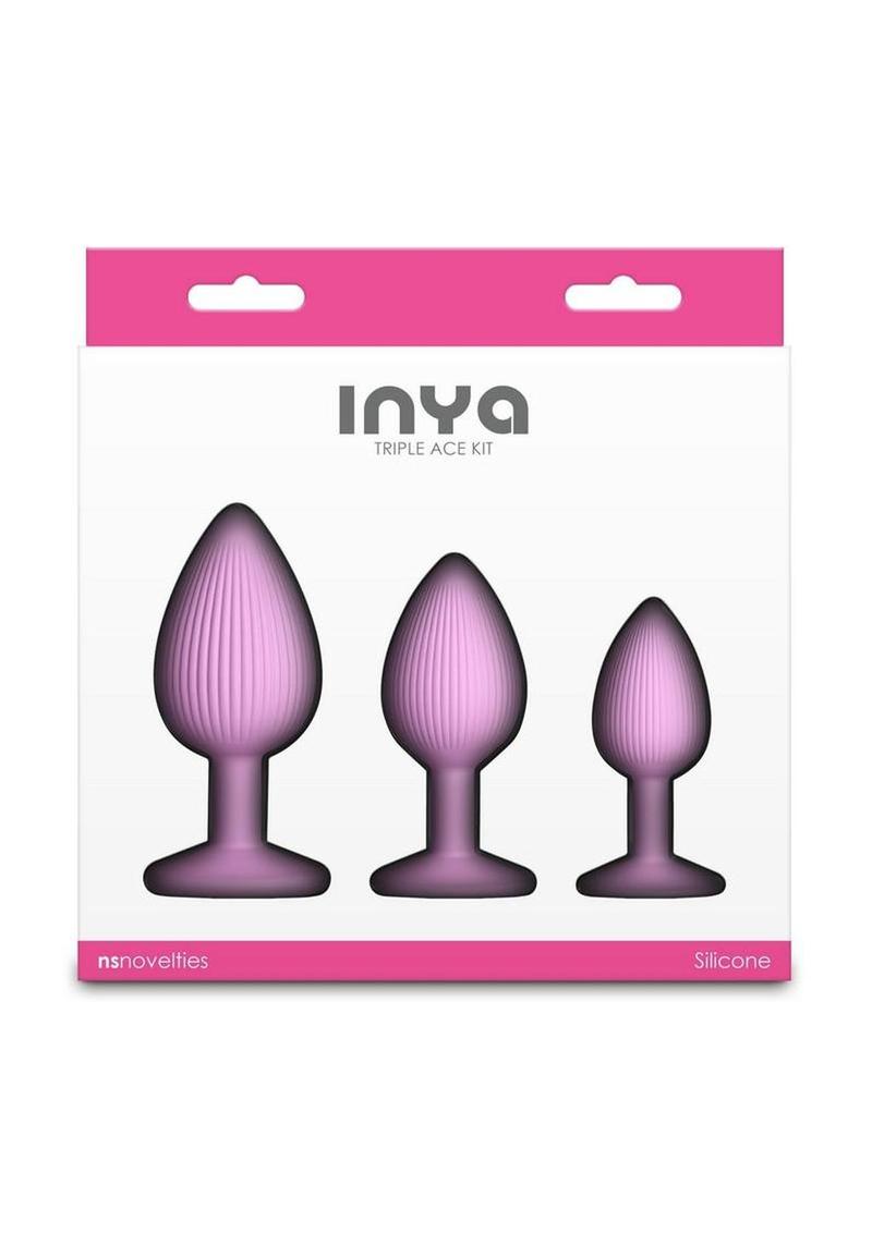 INYA Triple Ace Kit Silicone Lube Channel Anal Plugs (3 Piece) - Pink