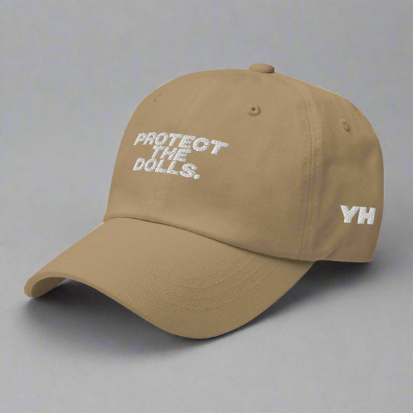 Protect the Dolls Dad Hat by YES HOMO in Khaki