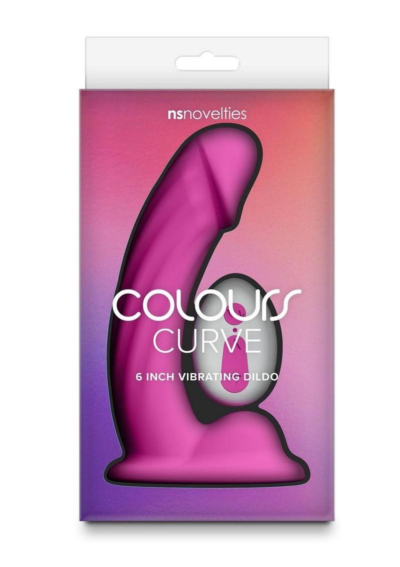 Colours Curve Silicone Vibrating Dildo with Remote Control 6in - Pink