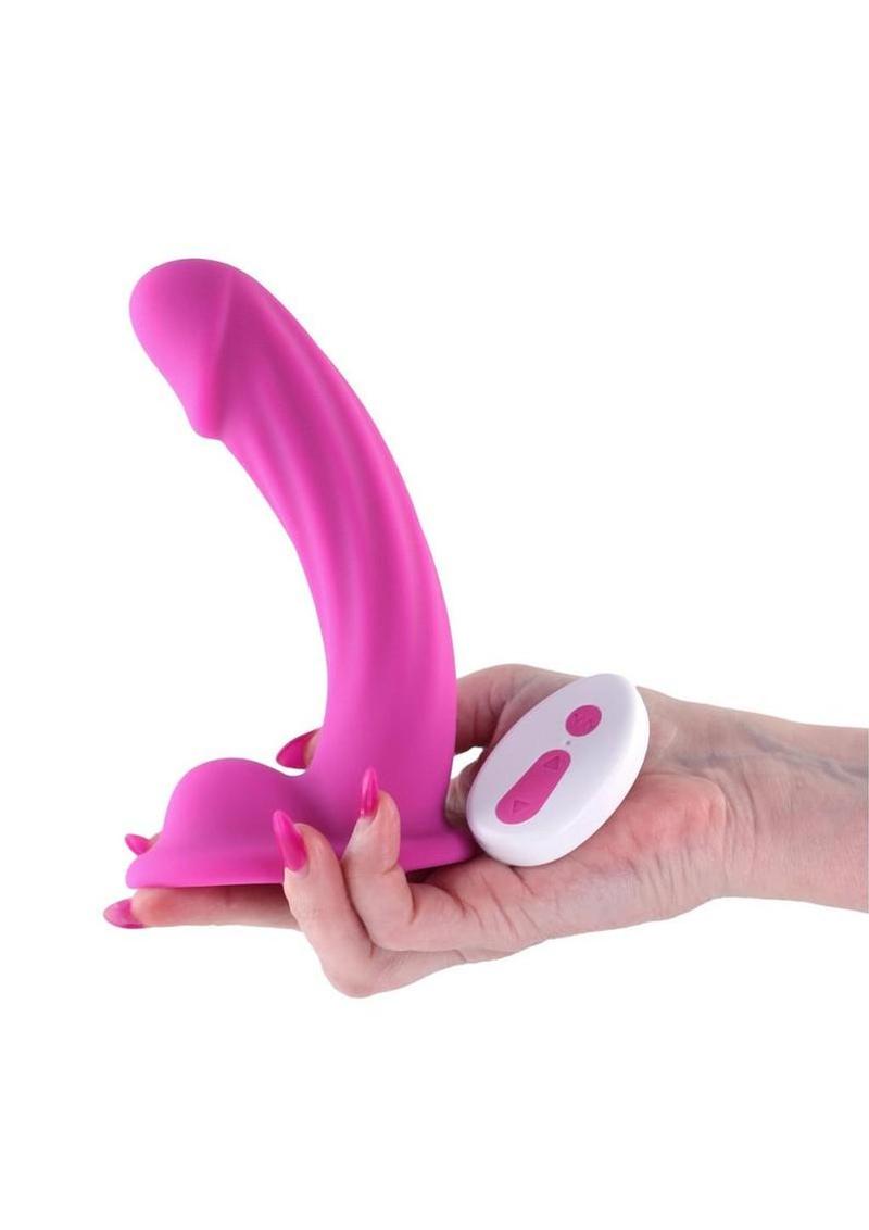 Colours Curve Silicone Vibrating Dildo with Remote Control 6in - Pink