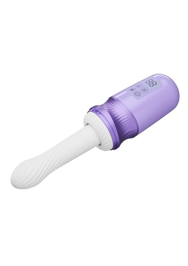 Temptasia Violet Vixen Rechargeable Silicone Thrusting Dildo Vibrator with Mount - Purple