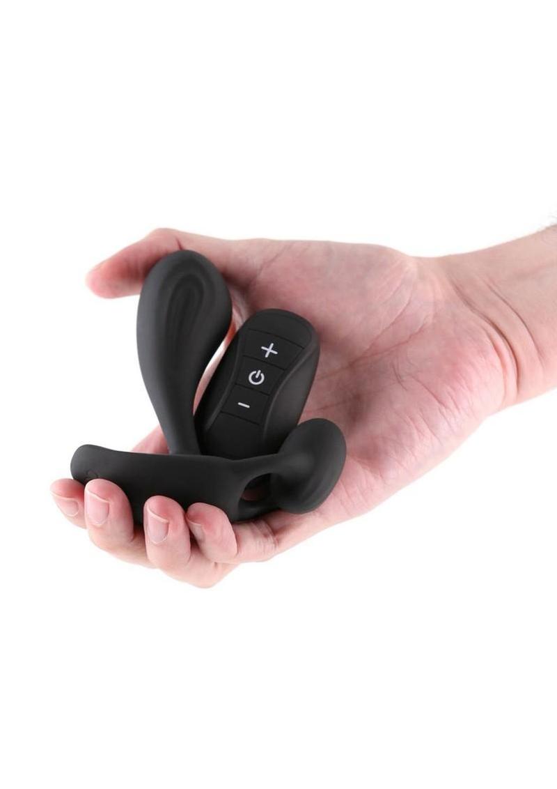 Renegade Echo Rechargeable Silicone Prostate Massager with Remote Control - Black