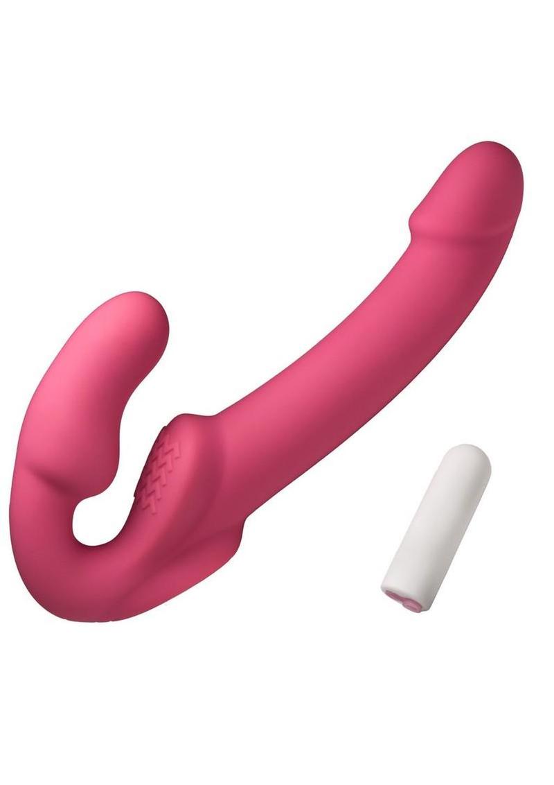 Simply Sweet Candy Crush Vibrating Rechargeable Silicone Strapless Strap-On - Pink