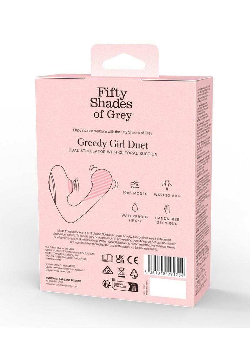 Fifty Shades of Grey Greedy Girl Duet Rechargeable Silicone Dual Stimulator - Black