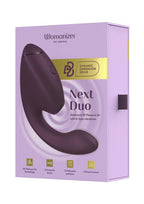 Womanizer Next Duo Rechargeable Silicone Dual G-Spot and Clitoral Stimulator - Dark Purple