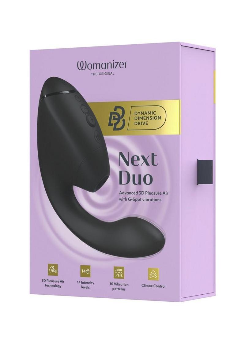 Womanizer Next Duo Rechargeable Silicone Dual G-Spot and Clitoral Stimulator - Black