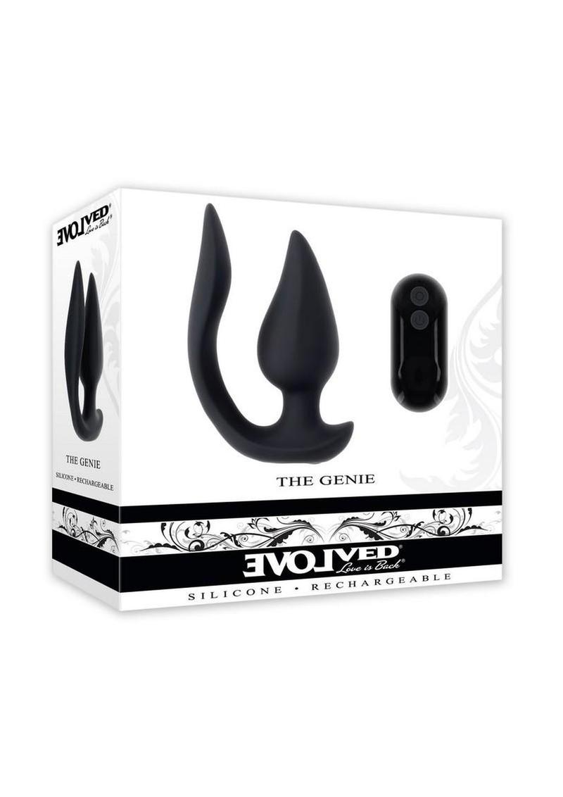 The Genie Rechargeable Silicone Multi-play Vibrator with Remote - Black