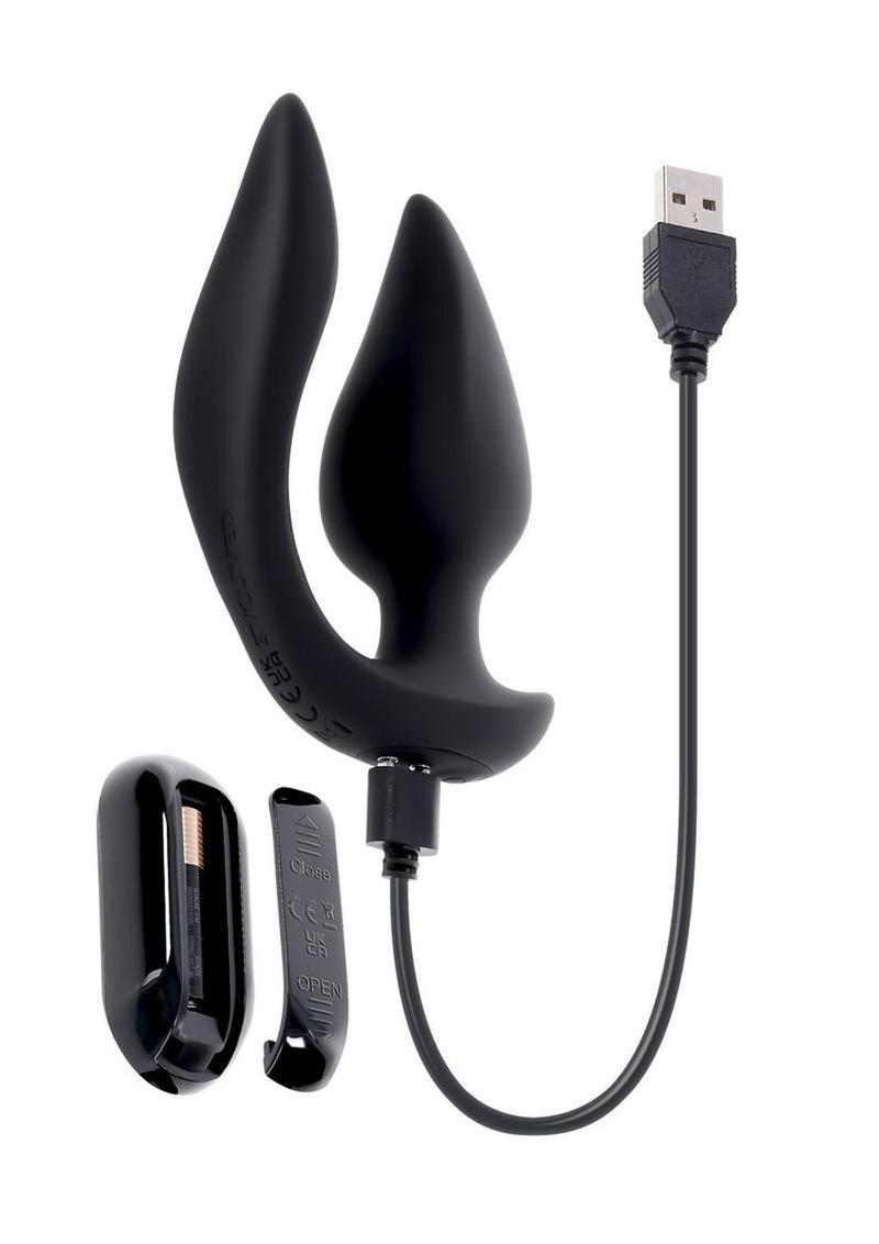 The Genie Rechargeable Silicone Multi-play Vibrator with Remote - Black