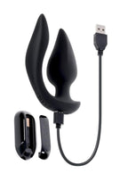 The Genie Rechargeable Silicone Multi-play Vibrator with Remote - Black
