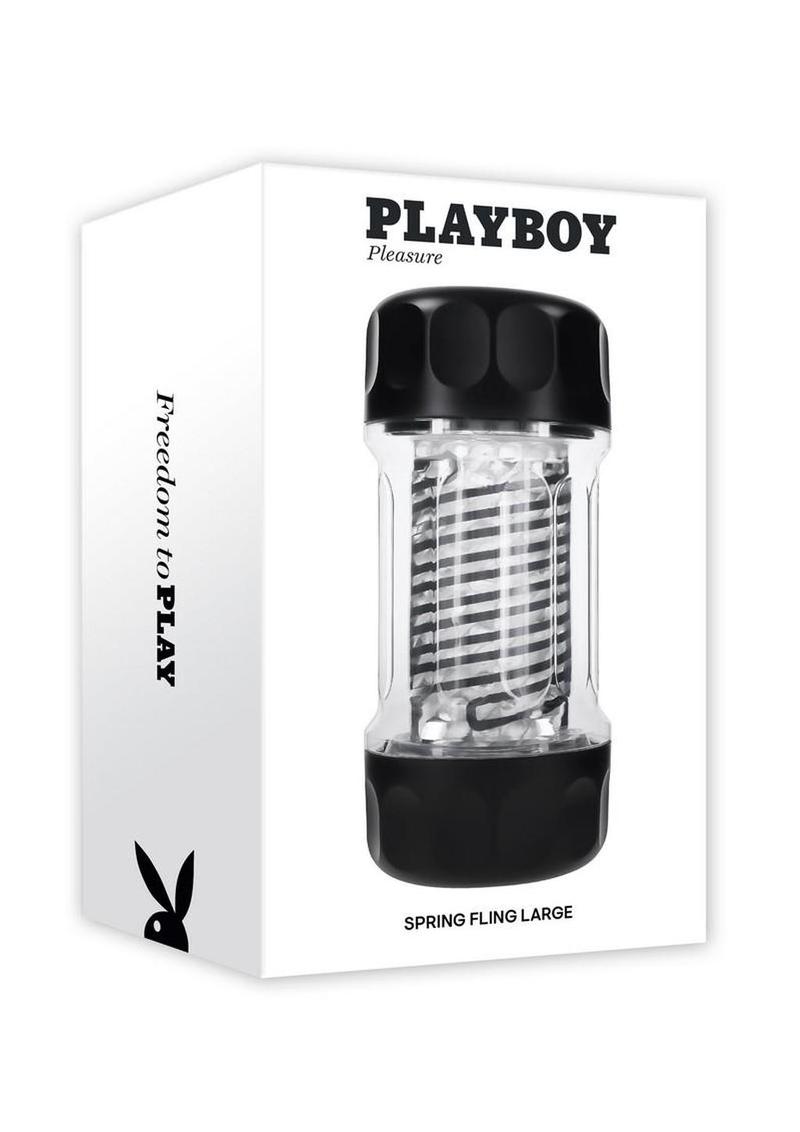 Playboy Spring Fling Rechargeable Stroker - Large - Clear/Black