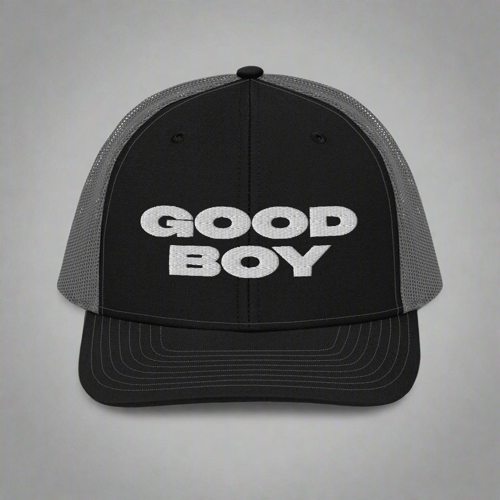 Good Boy Trucker Hat by YES HOMO - Black / Charcoal