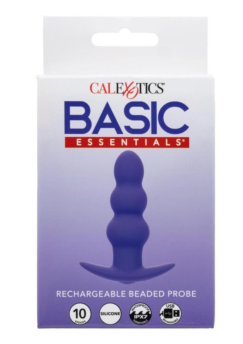Basic Essentials Rechargeable Silicone Beaded Probe - Purple