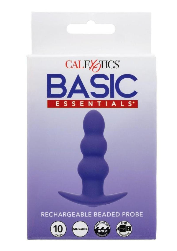 Basic Essentials Rechargeable Silicone Beaded Probe - Purple
