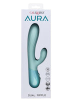 Aura Dual Ripple Rechargeable Silicone Rabbit Vibrator - Blue