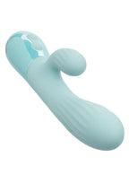 Aura Dual Ripple Rechargeable Silicone Rabbit Vibrator - Blue
