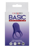 Basic Essentials Rechargeable Silicone Dual Support Cock Ring - Purple