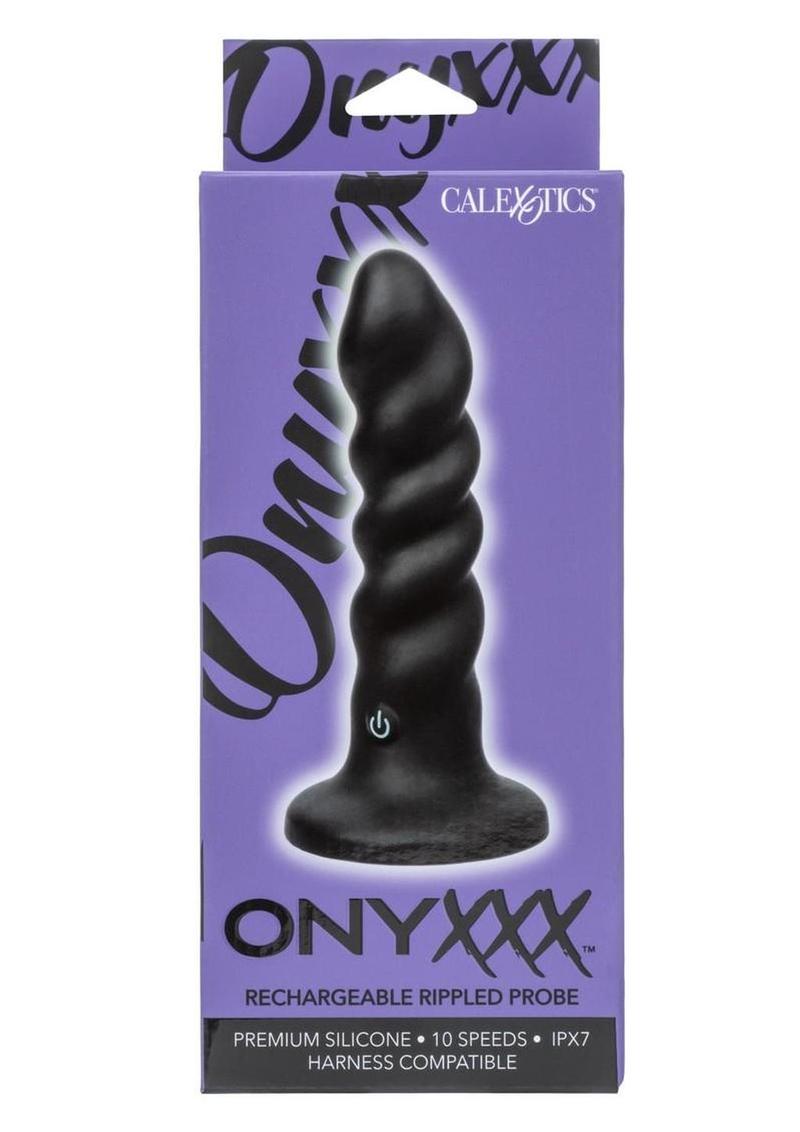 Onyxxx Rechargeable Silicone Rippled Probe - Black