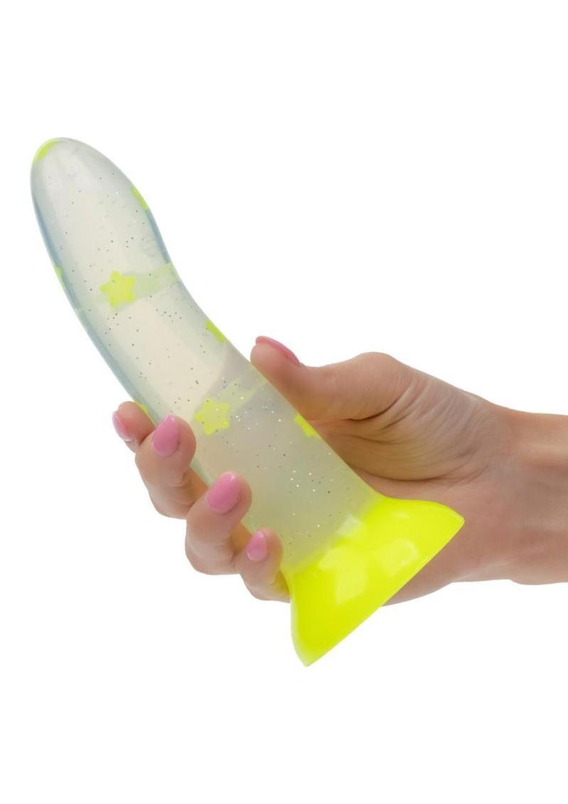 Glow Stick Star Silicone Glow-In-The-Dark Dildo - Yellow
