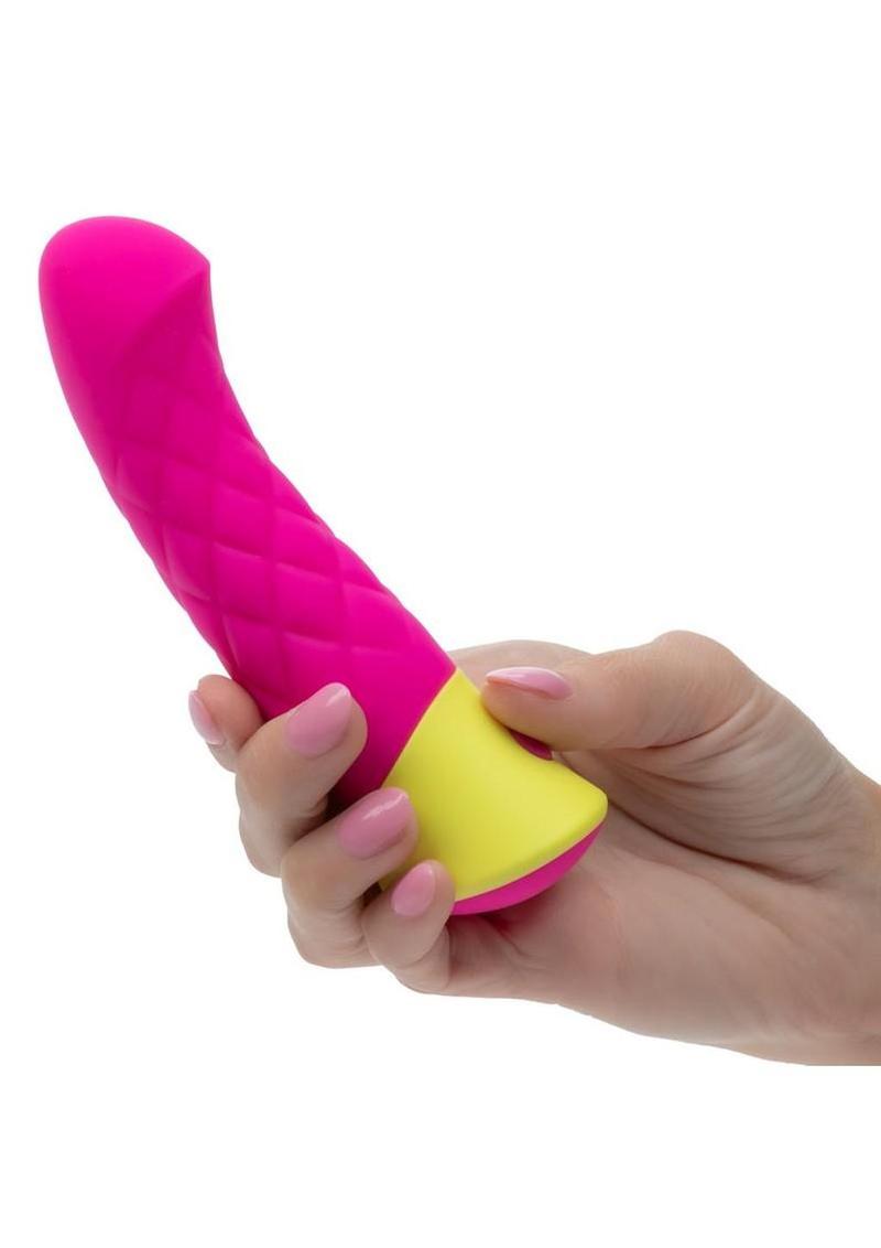 Rave Quilted G Rechargeable Silicone Vibrator - Pink/Yellow