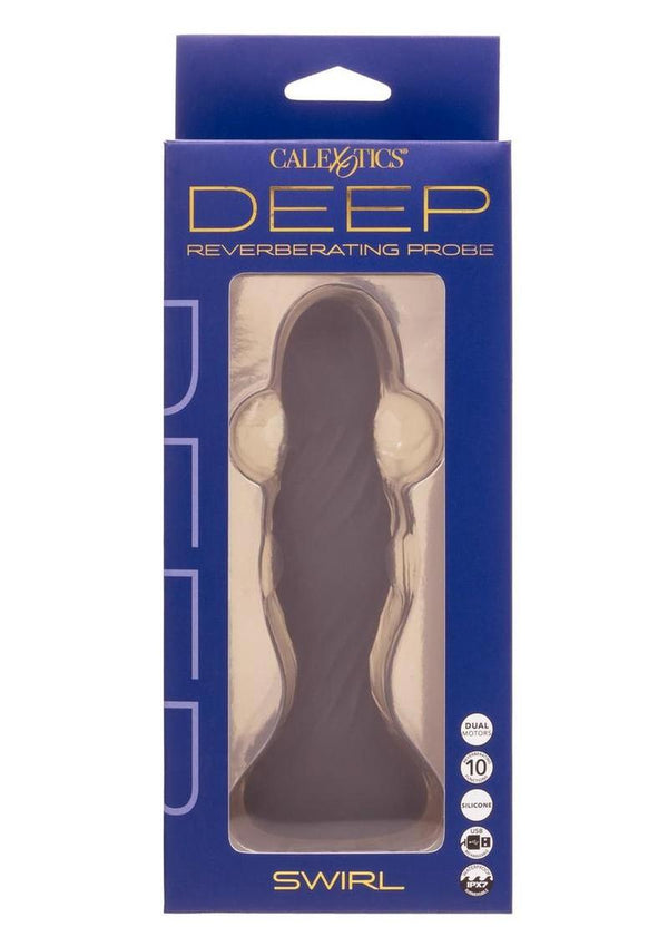Deep Swirl Rechargeable Silicone Reverberating Probe - Black