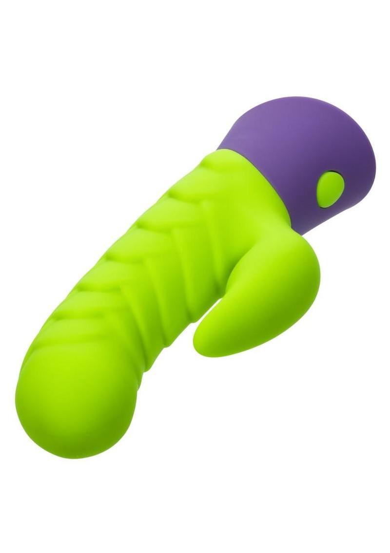 Rave Dragon G Rechargeable Silicone Rabbit Vibrator - Green/Purple