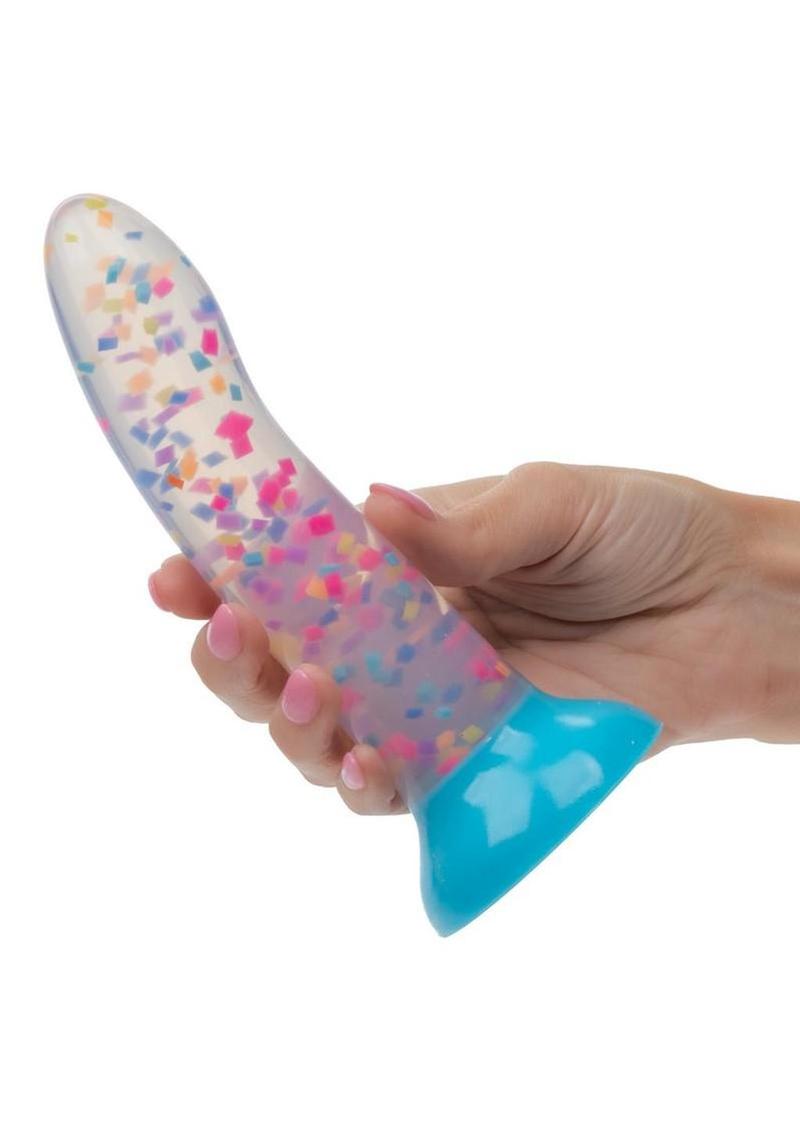 Glow Stick Party Silicone Glow-In-The-Dark Dildo with Suction - Blue