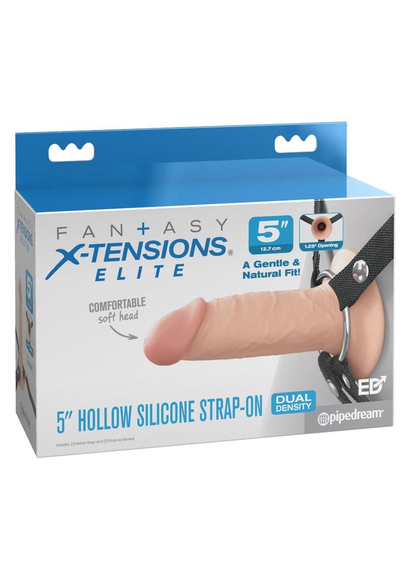 Fantasy X-Tensions Elite Silicone Dual Density Hollow Strap-On 5in - Vanilla