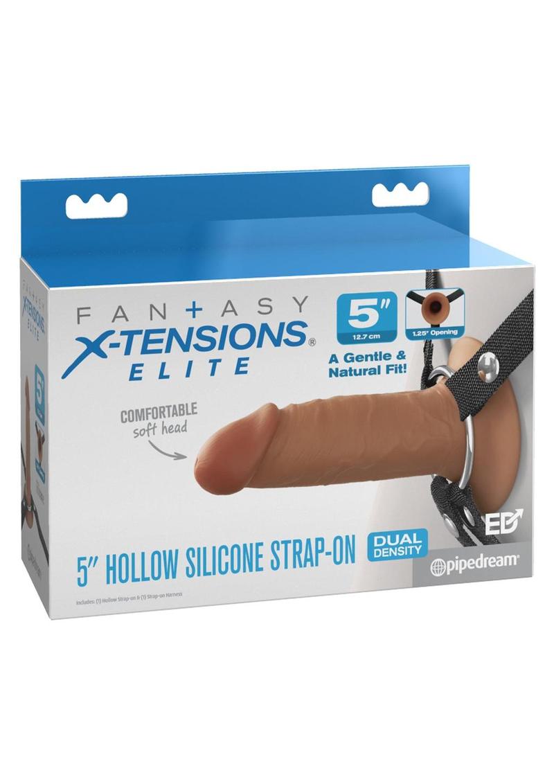 Fantasy X-Tensions Elite Silicone Dual Density Hollow Strap-On 5in - Caramel