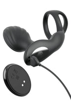 Anal Fantasy Elite Ass-Gasm Gyro-Milk Pro Cock Ring with Butt Plug and Remote Control - Black