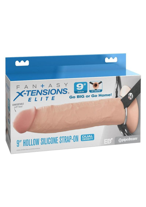 Fantasy X-Tensions Elite Silicone Hollow Strap-On Dual Density 9in - Vanilla