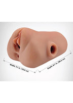 PDX Plus Double Pounder Vibrating Squeeze Stroker - Pussy & Ass - Caramel