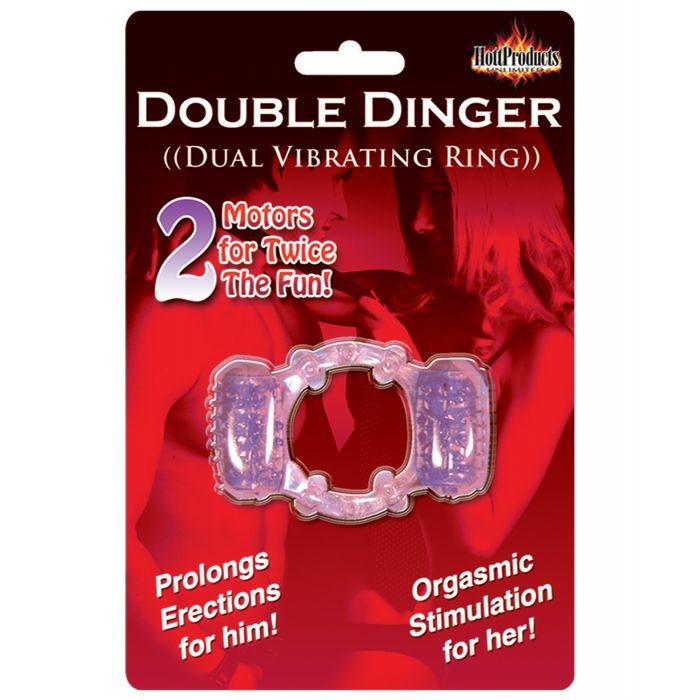 Humm Dinger Double Dinger Dual Vibrating Cock Ring - Purple