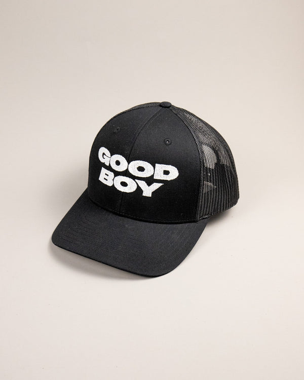 Good Boy Trucker Hat by YES HOMO - Black