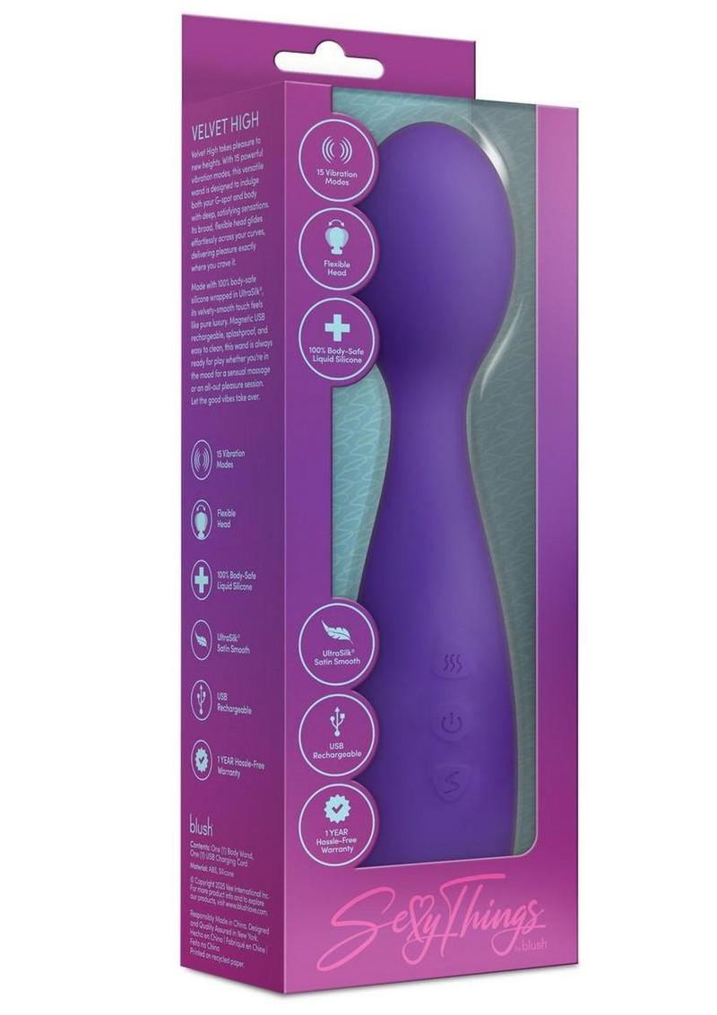 Sexy Things Velvet High Rechargeable Silicone Vibrating Wand - Purple