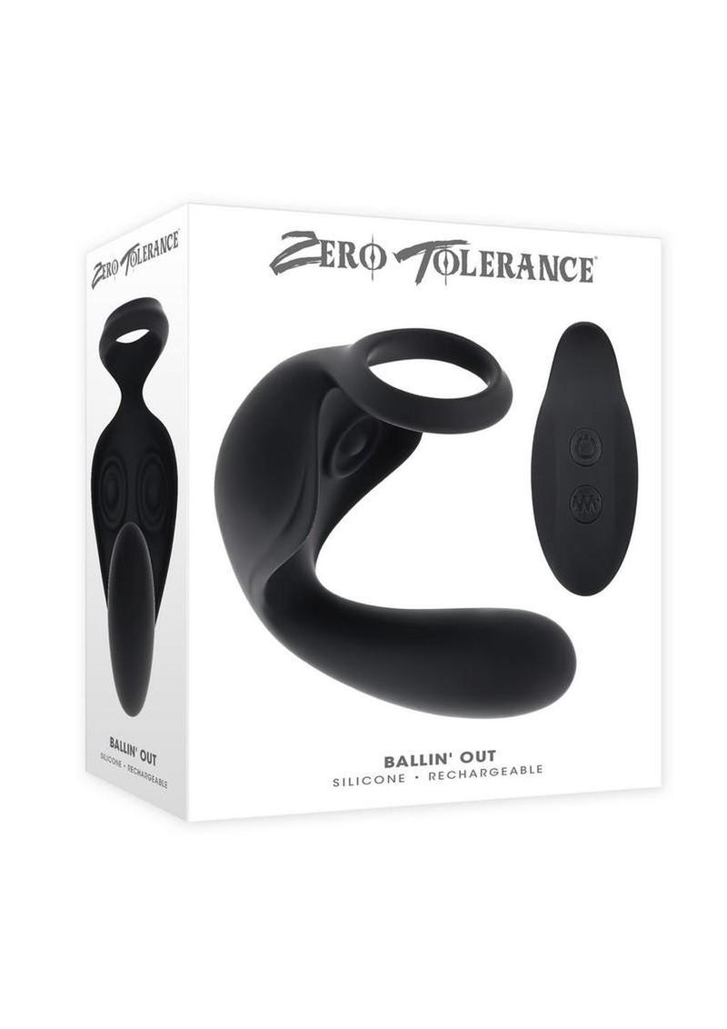 Zero Tolerance Ballin' Out Silicone Rechargeable Prostate Massager with Remote - Black